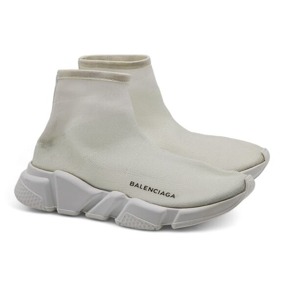 Balenciaga Knit Fabric Speed Trainer Sneakers in White 37 (7 US) $895 distressed - Picture 13 of 13